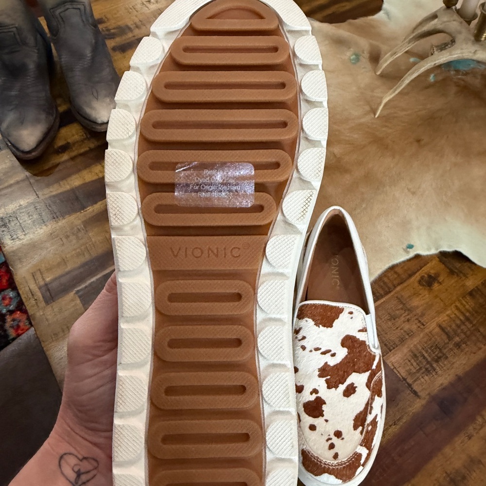 Vionic Dinora Cow Print Slip-On Sneakers - Picture 2 of 2